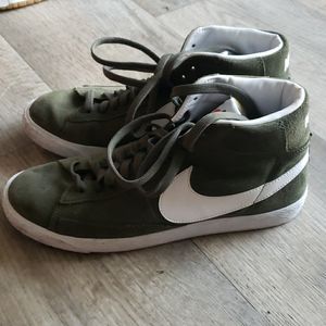nike blazer high top olive green